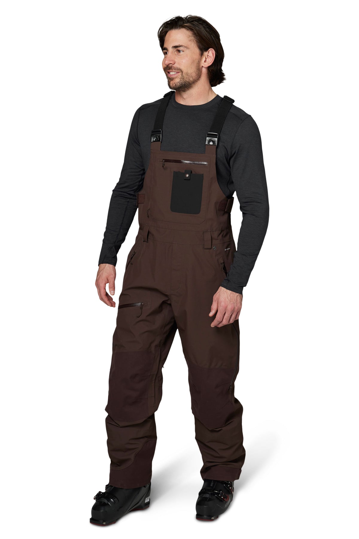 Outbound Men's Copper Thermal Insulated Waterproof Ski Snow Pants Bib  Overalls, Black